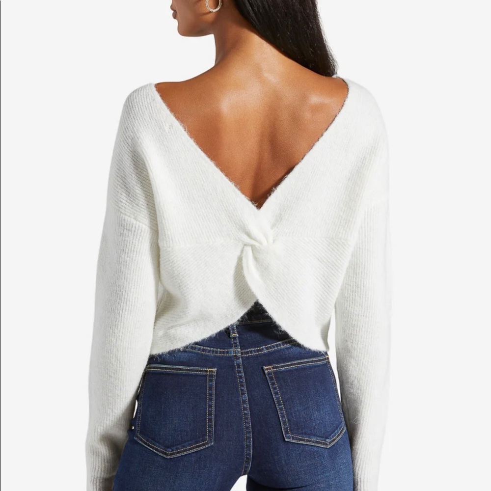 Soft White Twist-Back Sweater